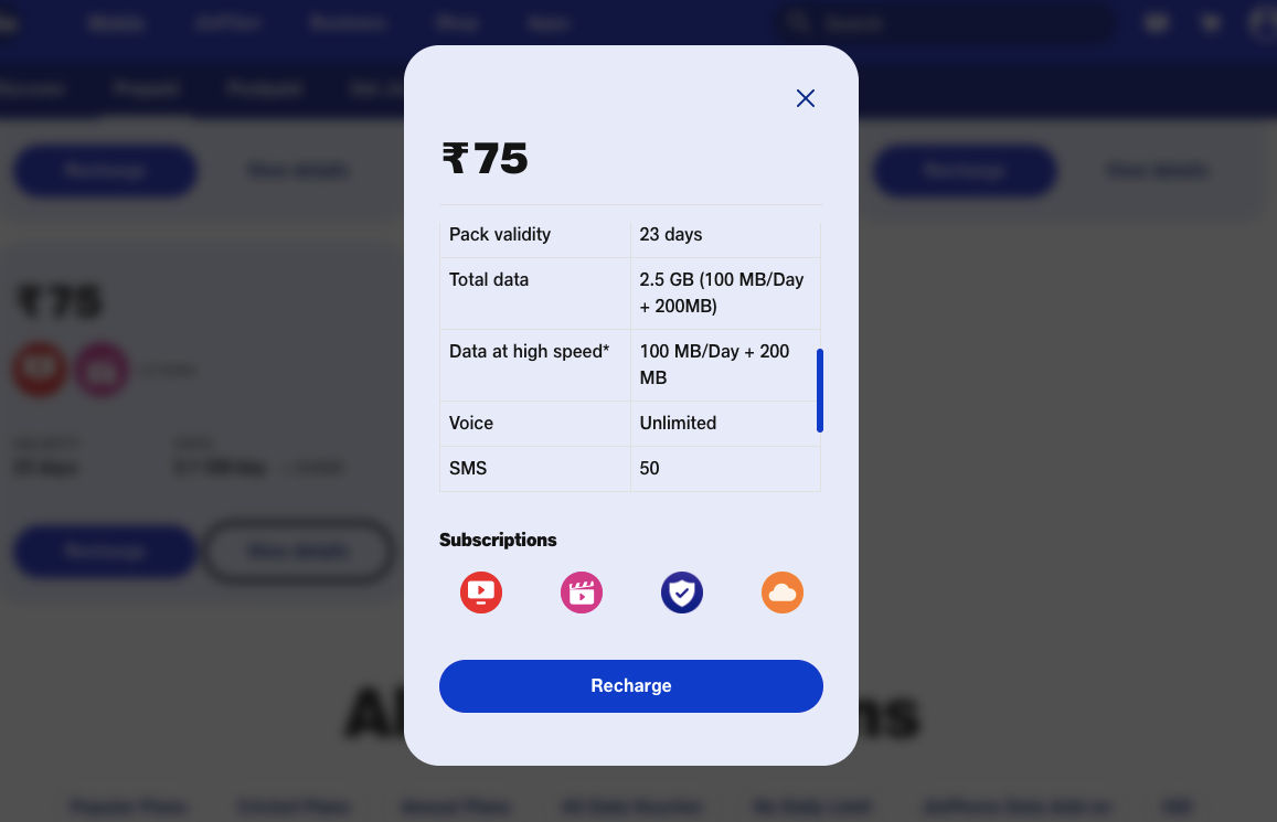 jio phone ka sabse sasta recharge