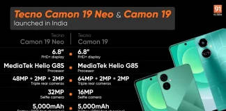 భారత్ లో లాంచ్ అయిన Tecno Camon 19 Neo, Camon 19