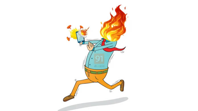 Phone blast phone on fire