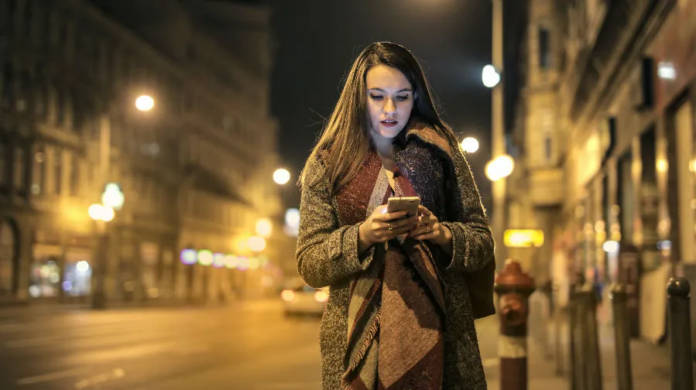 Girl with phone telecom