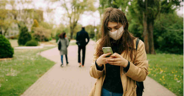 Girl with phone telecom