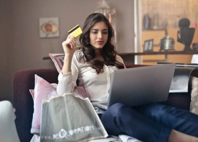 Girl laptop online shopping