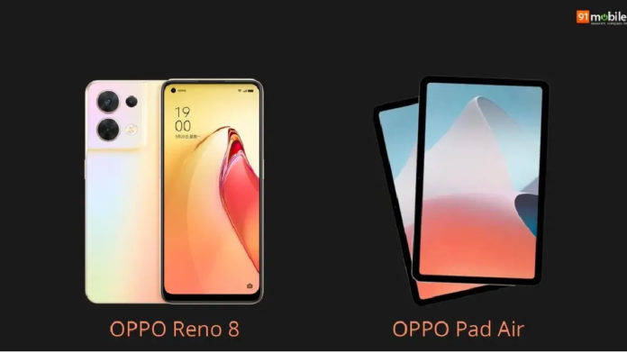 oppo reno 8 and oppo pad air