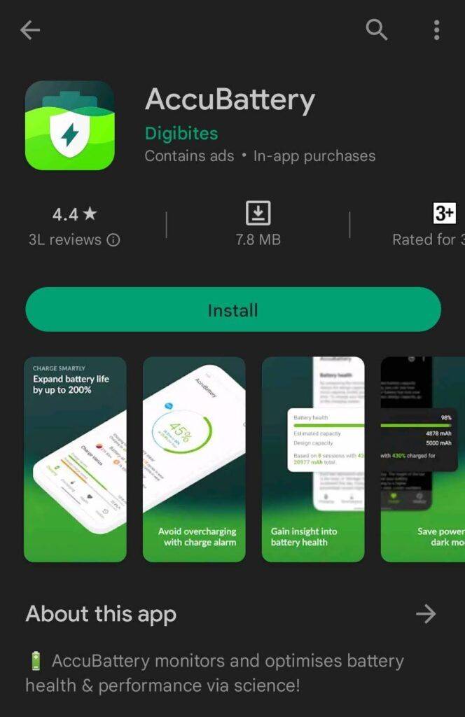 AccuBattery App For Battery Health
