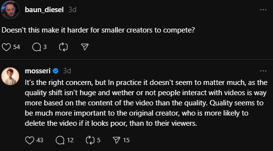 Tangkapan layar sebuah pertanyaan di Thread yang ditujukan ke CEO Instagram.