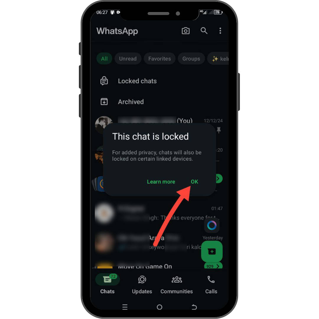 cara mengunci chat whatsapp