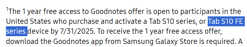 Nama Samsung Galaxy Tab S10 FE series disebut di laman Samsung.com.