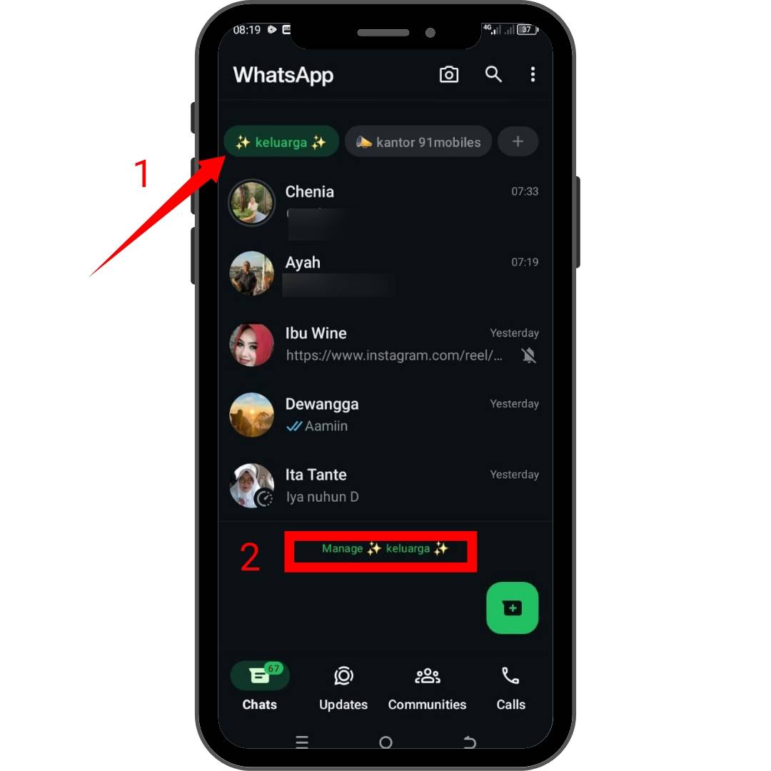 Masuk ke dalam List yang telah dibuat, lalu pilih "manage" untuk menambahkan kontak baru.