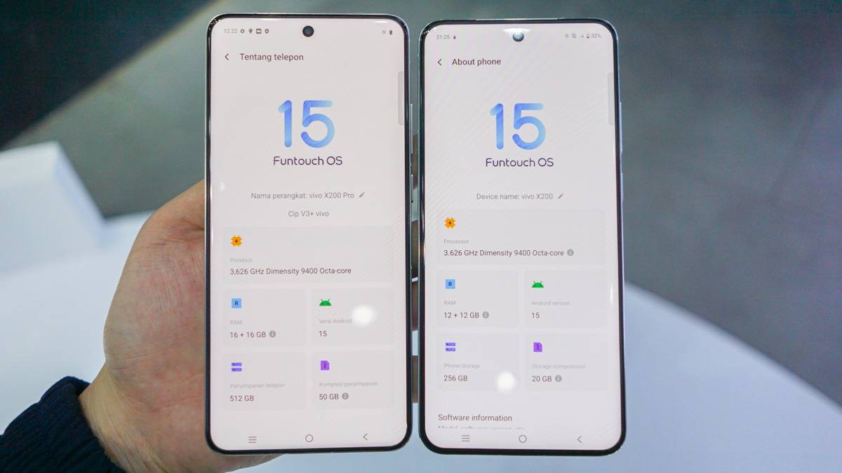 Vivo X200 Pro (kiri), Vivo X200 (kanan)
