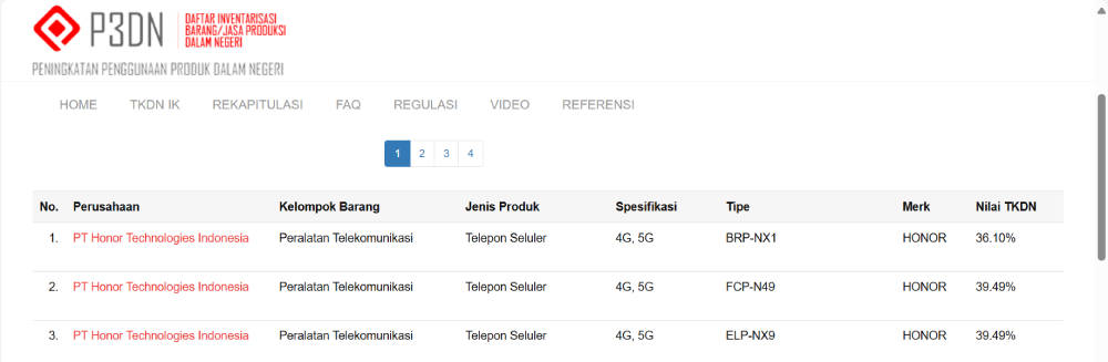 Honor 200 Pro 5G, Honor Magic V3 5G, dan Honor X9c 5G tayang di basis data TKDN Kemenperin.