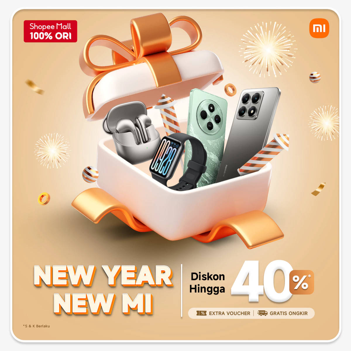 Banner New Year New Mi, event diskon dari Xiaomi untuk platform Shopee.