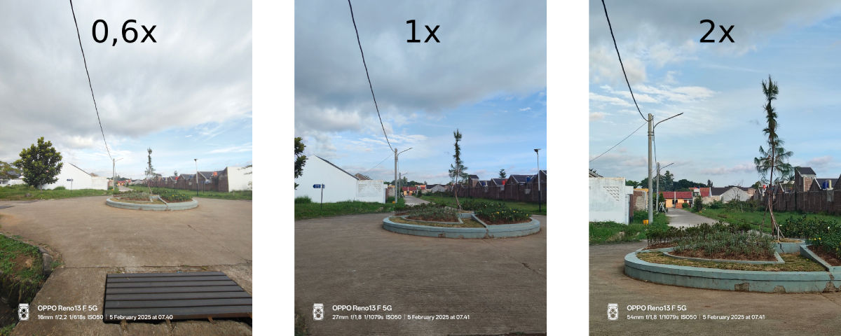 Dari kiri ke kanan: Ultra wide (0,6x), 1x, 2x
