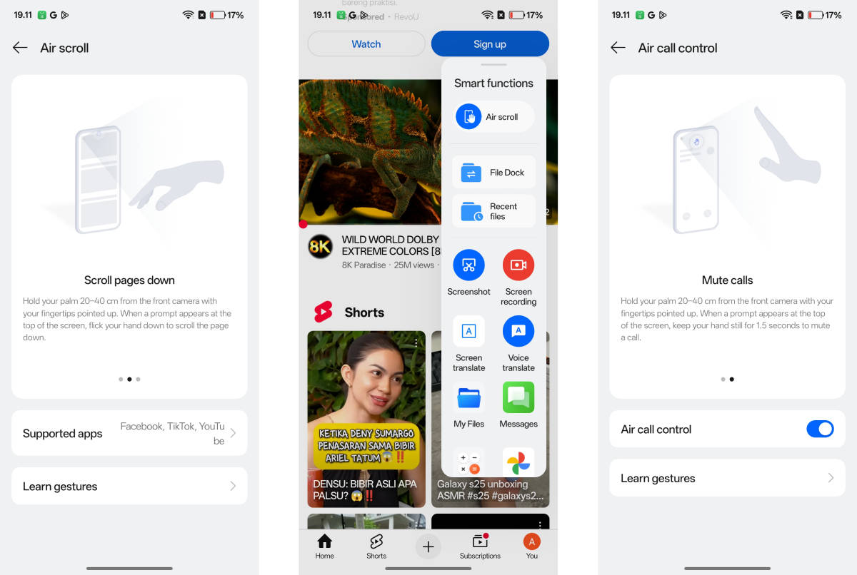 Air Gestures di Oppo Reno 13 F 5G