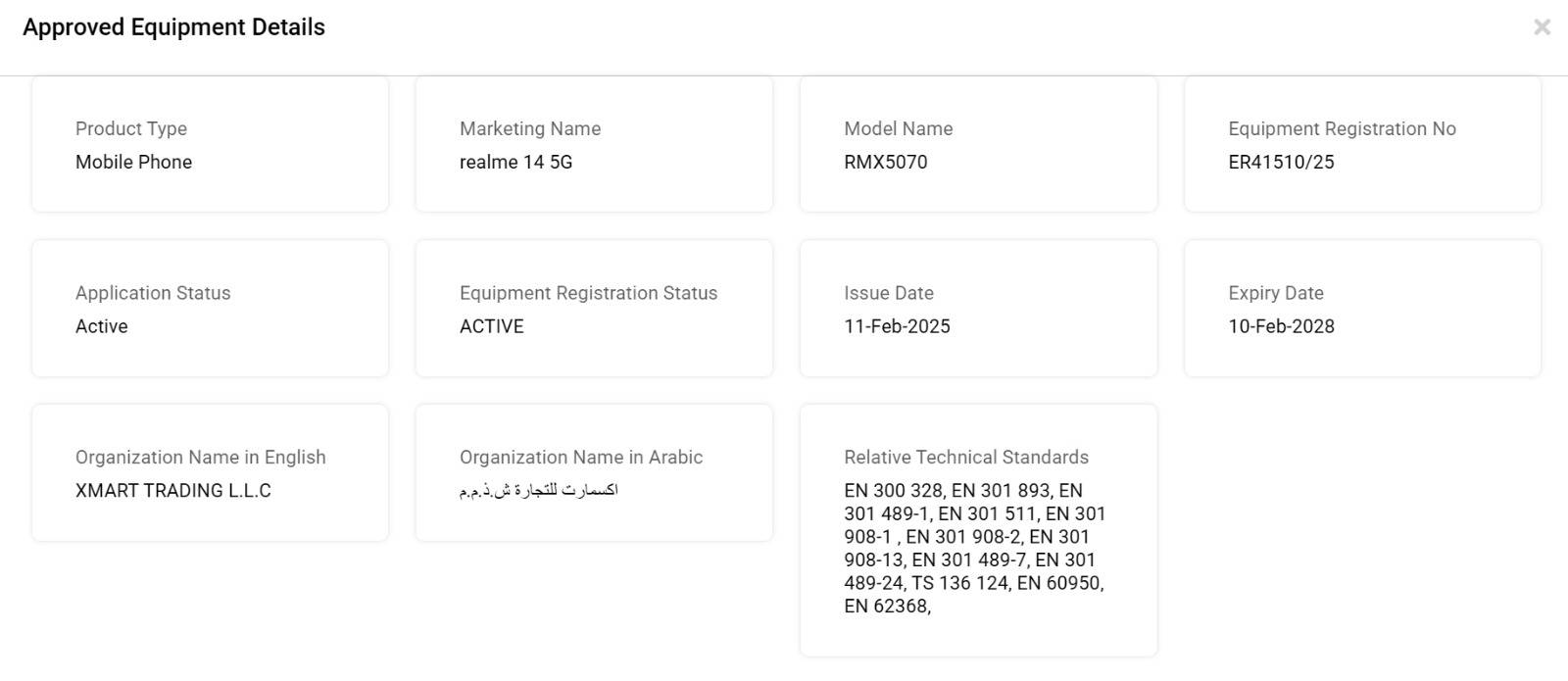 Realme 14 5G muncul di TDRA.