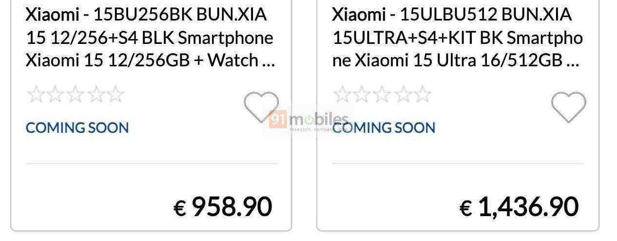 Bocoran harga Xiaomi 15 dan 15 Ultra versi global.