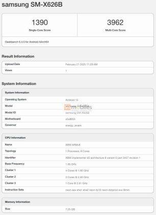 Temuan Galaxy Tab S10 FE di laman Geekbench