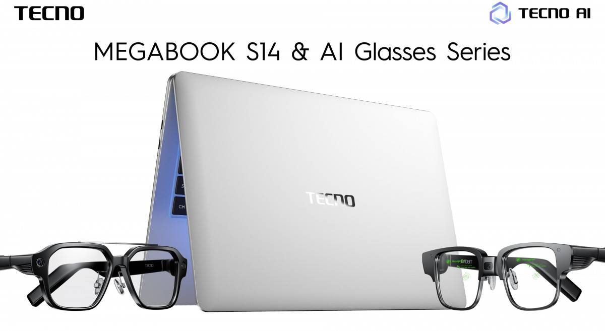Megabook S14 dan seri AI Glasses dari Tecno