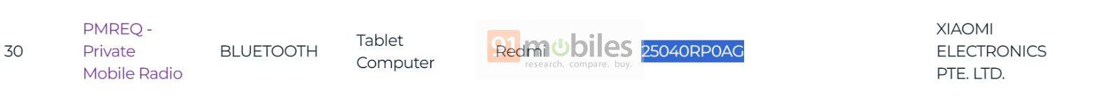 Redmi Pad 2 di database IMDA milik Singapura.