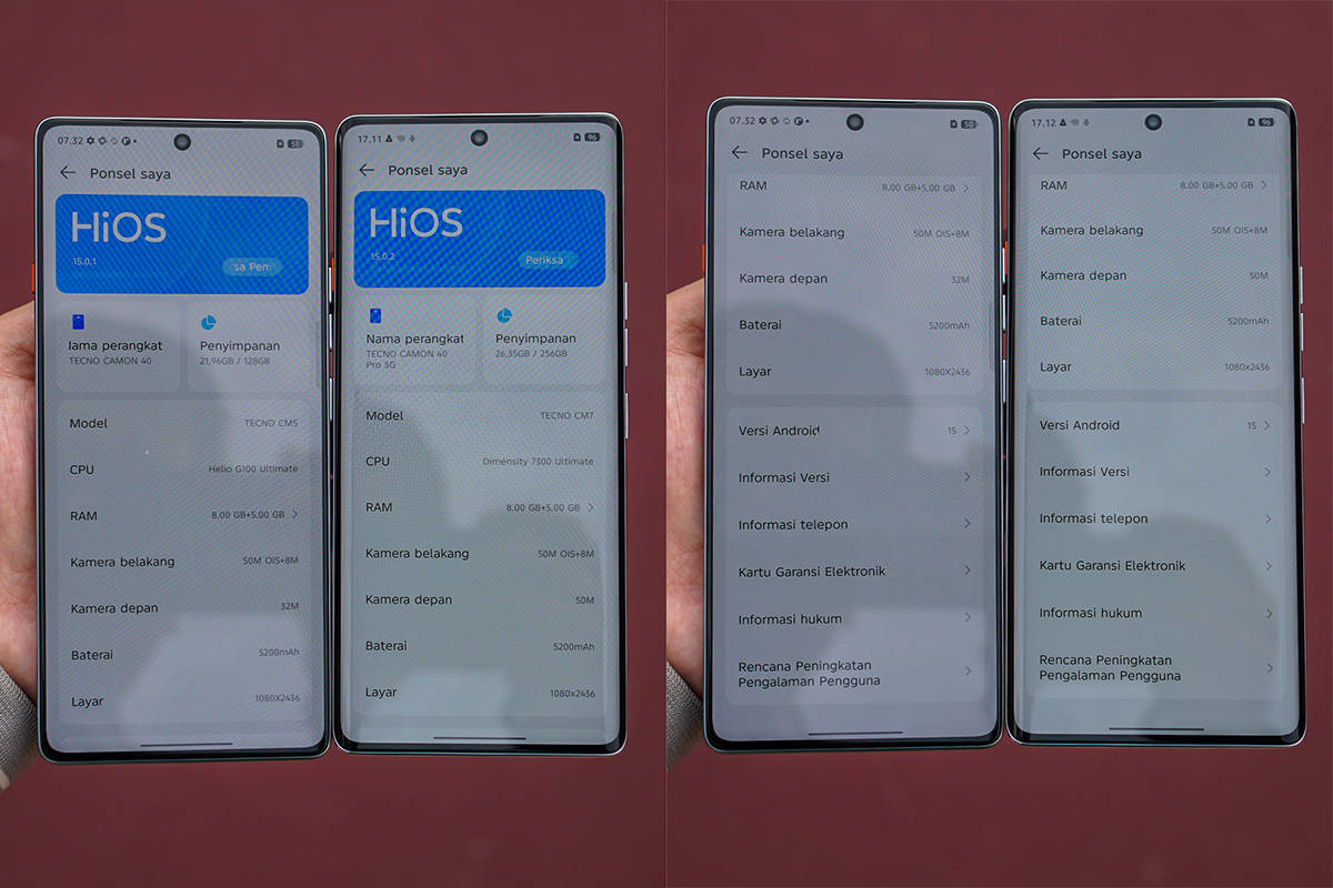 Tecno Camon 40 (kiri), Camon 40 Pro 5G (kanan).