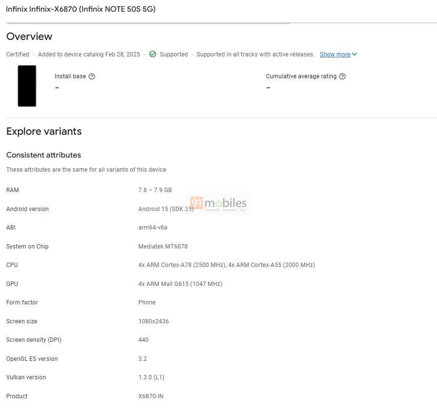 Infinix Note 50s 5G Muncul di Google Play Console