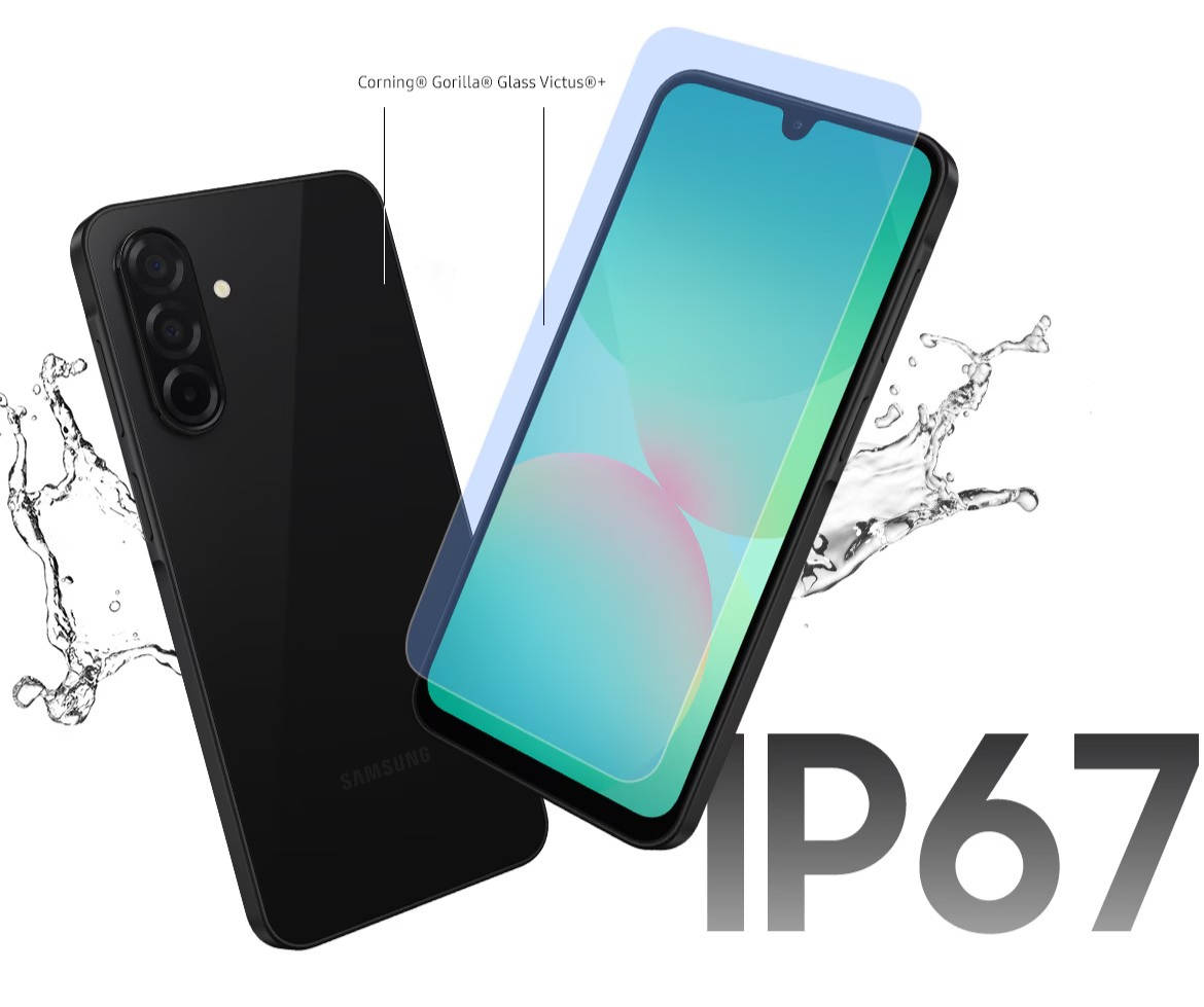 Galaxy A26 5G punya IP67 dan Gorilla Glass Victus Plus.