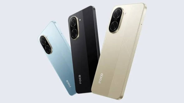 Poco C71 varian warna biru, hitam, dan gold.