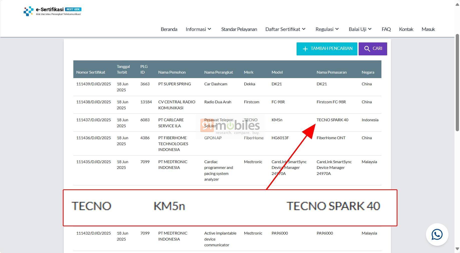 Tecno Spark 40 muncul di SDPPI Postel.