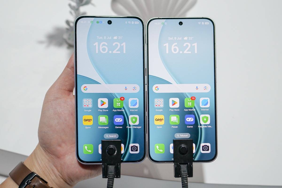 Tampilan layar Oppo Reno 14 5G dan Reno 14 F 5G.