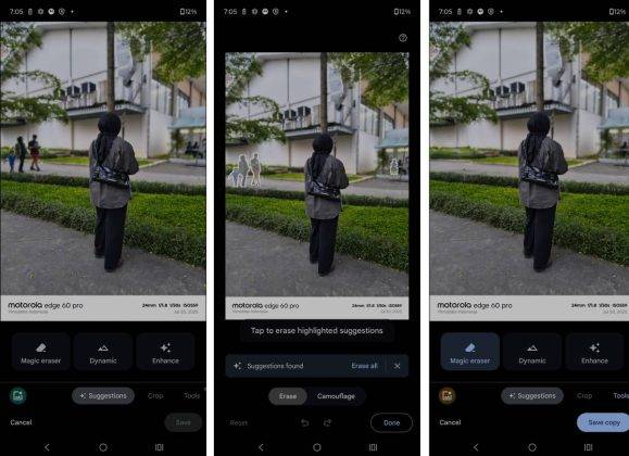 Menghapus subjek tak diinginkan di latar belakang.