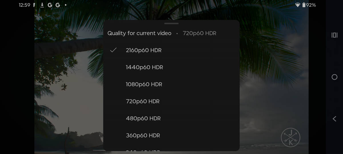 Motorola Edge 60 Fusion dapat memilih opsi HDR di YouTube.