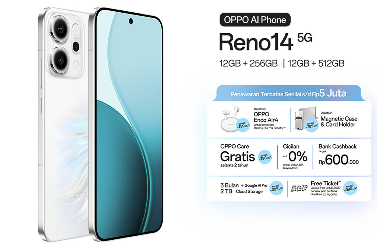 Oppo Reno 14 Series Sudah Bisa Dipesan di Indonesia, Ada Bonus hingga Rp 5 Juta