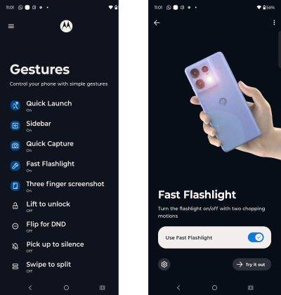 Antarmuka Moto Gestures.