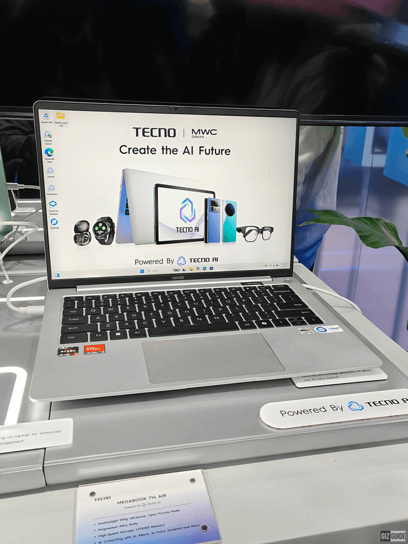 Penampakan Tecno Megabook T14 Air di ajang MWC 2025 pada bulan Maret lalu. Sumber: GizGuide.