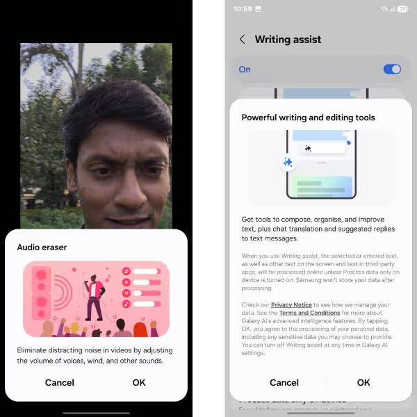 Tangkapan layar yang menampilkan fitur Galaxy AI di Samsung Galaxy S25 Ultra.