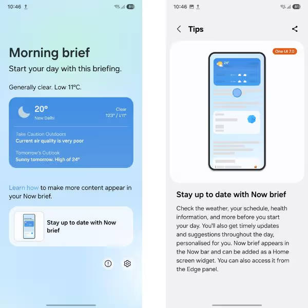 Fitur Now Brief di Galaxy S25 Ultra.