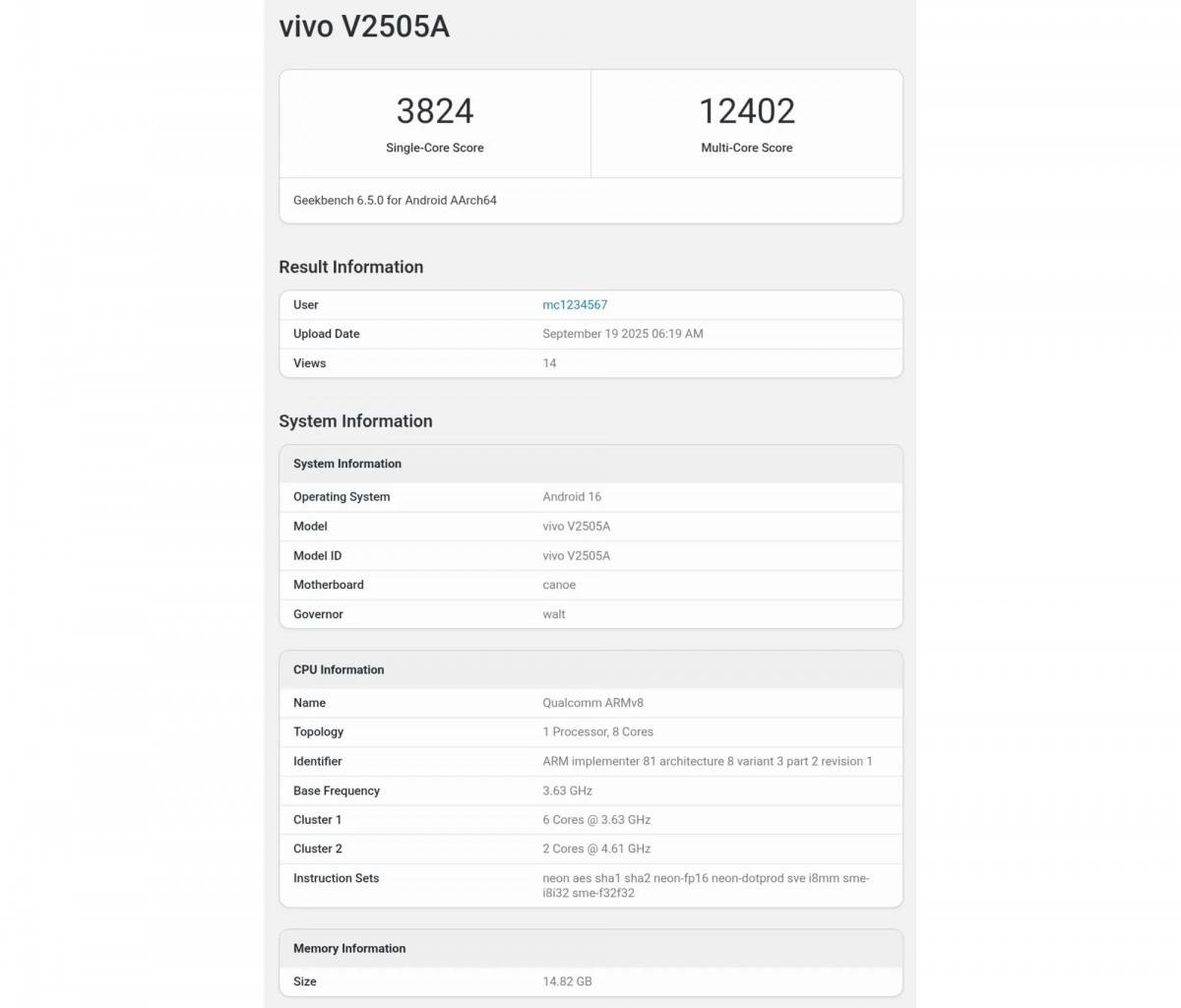 iQoo 15 muncul di Geekbench.