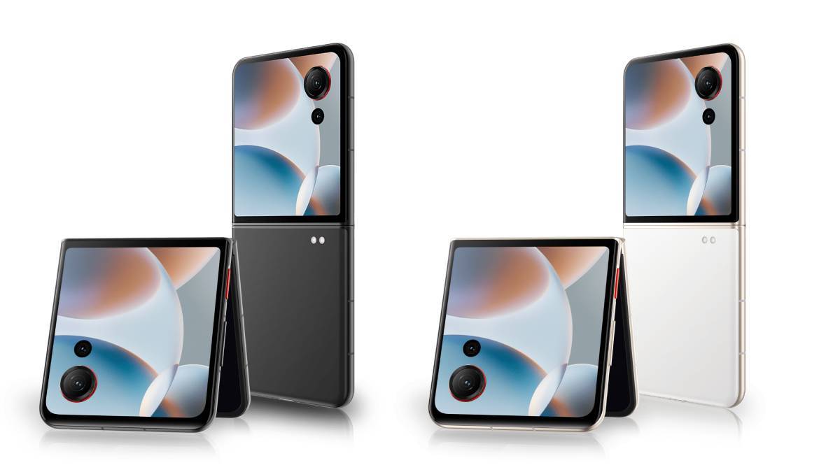 Nubia Flip 3 varian hitam (kiri) dan putih (kanan).
