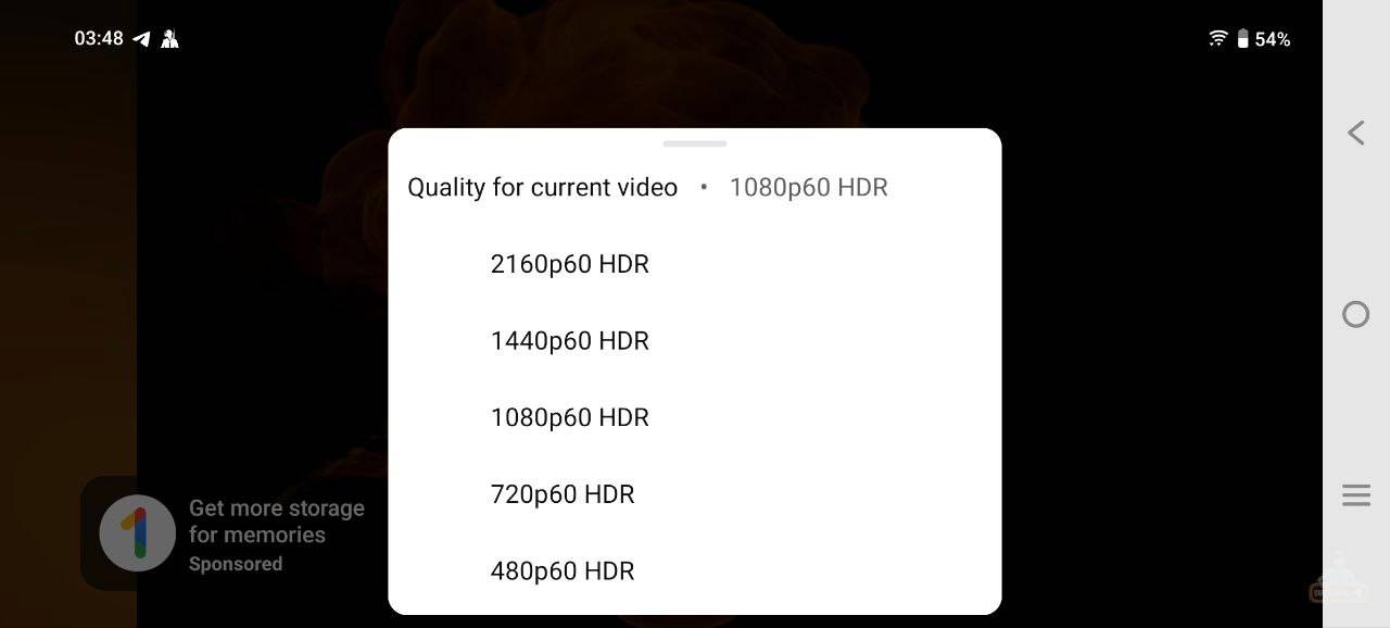 Vivo V60 Lite 5G mendukung resolusi HDR di YouTube.