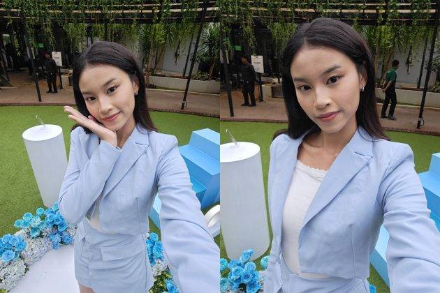 Dari kiri ke kanan: Selfie default (1x), selfie wide (0,6x).