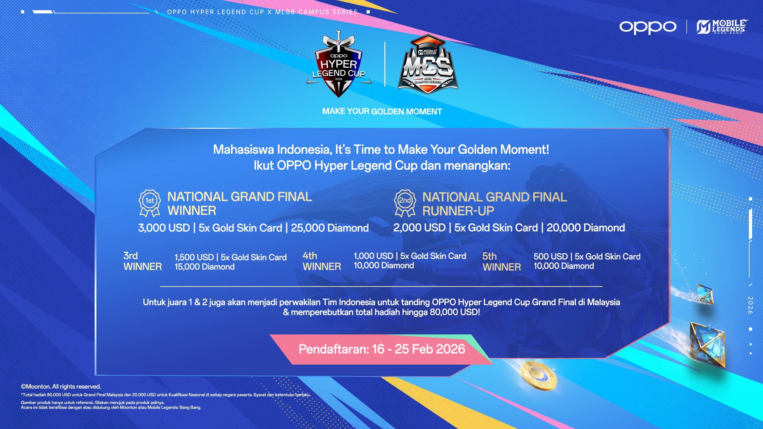 Pendaftaran Oppo Hyper Legend Cup x MLBB Campus Series Resmi Dibuka