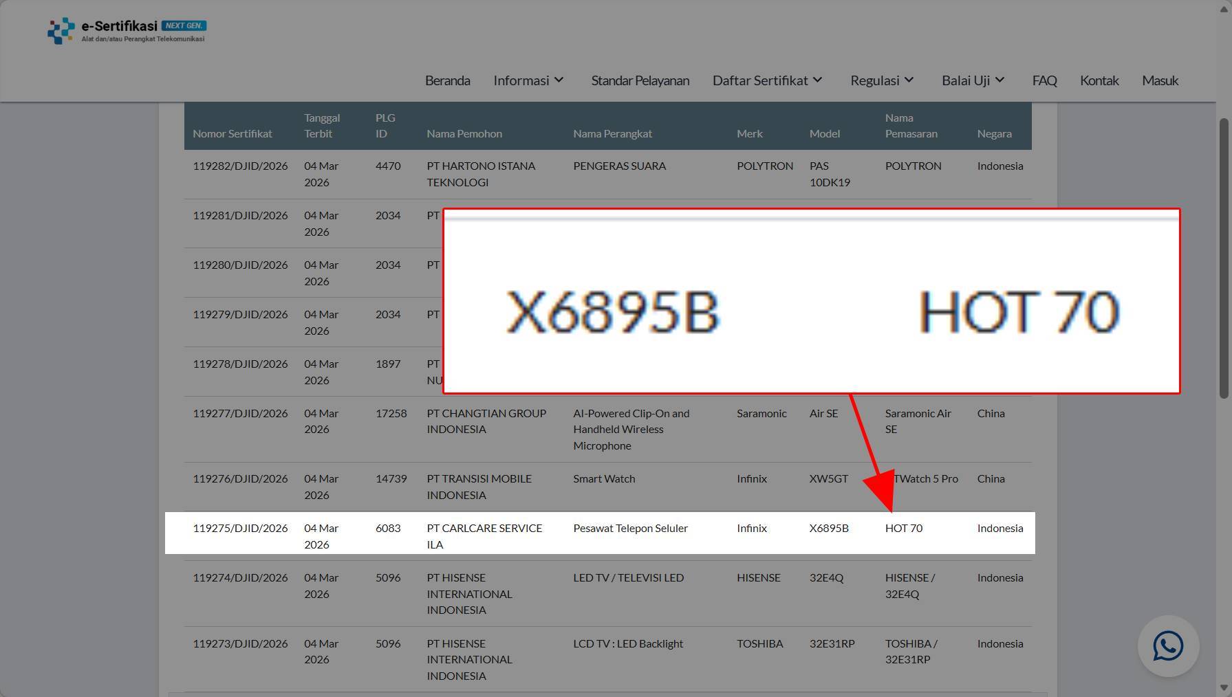 Infinix Hot 70 sudah muncul di laman Postel dari Komdigi, pertanda siap masuk Indonesia dalam waktu dekat.