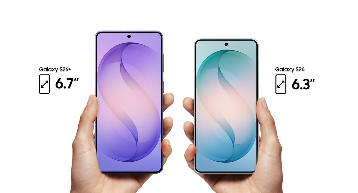 Perbandingan ukuran layar Galaxy S26 Plus dan Galaxy S26.