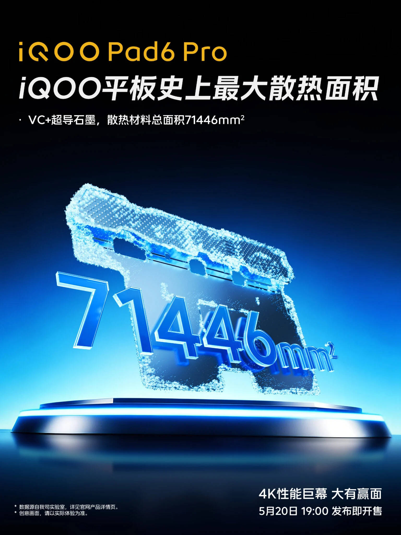 iQoo Pad 6 Pro hadir dengan vapour chamber seluas 71.446 mm persegi.