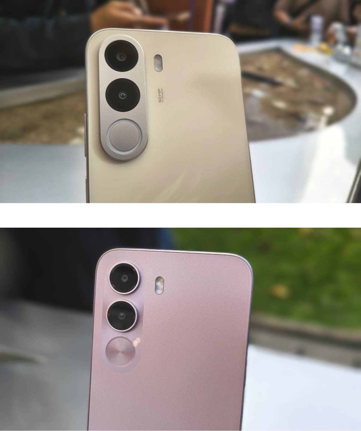 Perbedaan modul kamera pada Realme C100x (atas), dan Realme C100i (bawah).
