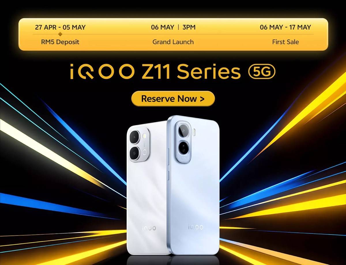 iQoo Z11 series sudah muncul di situs Vivo Malaysia, dijadwalkan rilis pada 6 Mei mendatang.