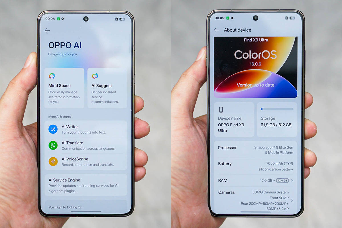 Oppo Find X9 Ultra warna Tundra Umber dan Canyon Orange.