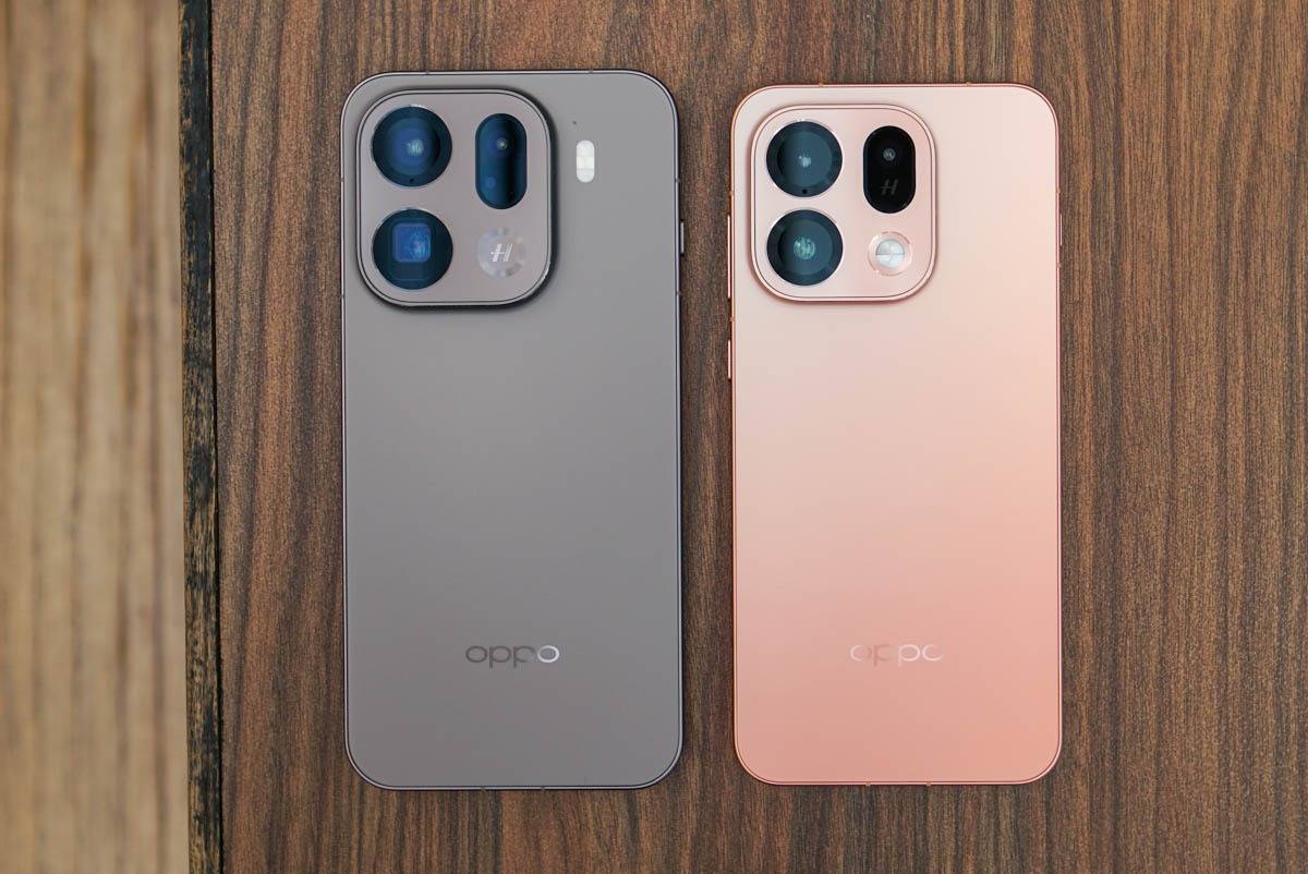 Perbandingan Oppo Find X9 Pro (kiri) dengan Oppo Find X9s (kanan).