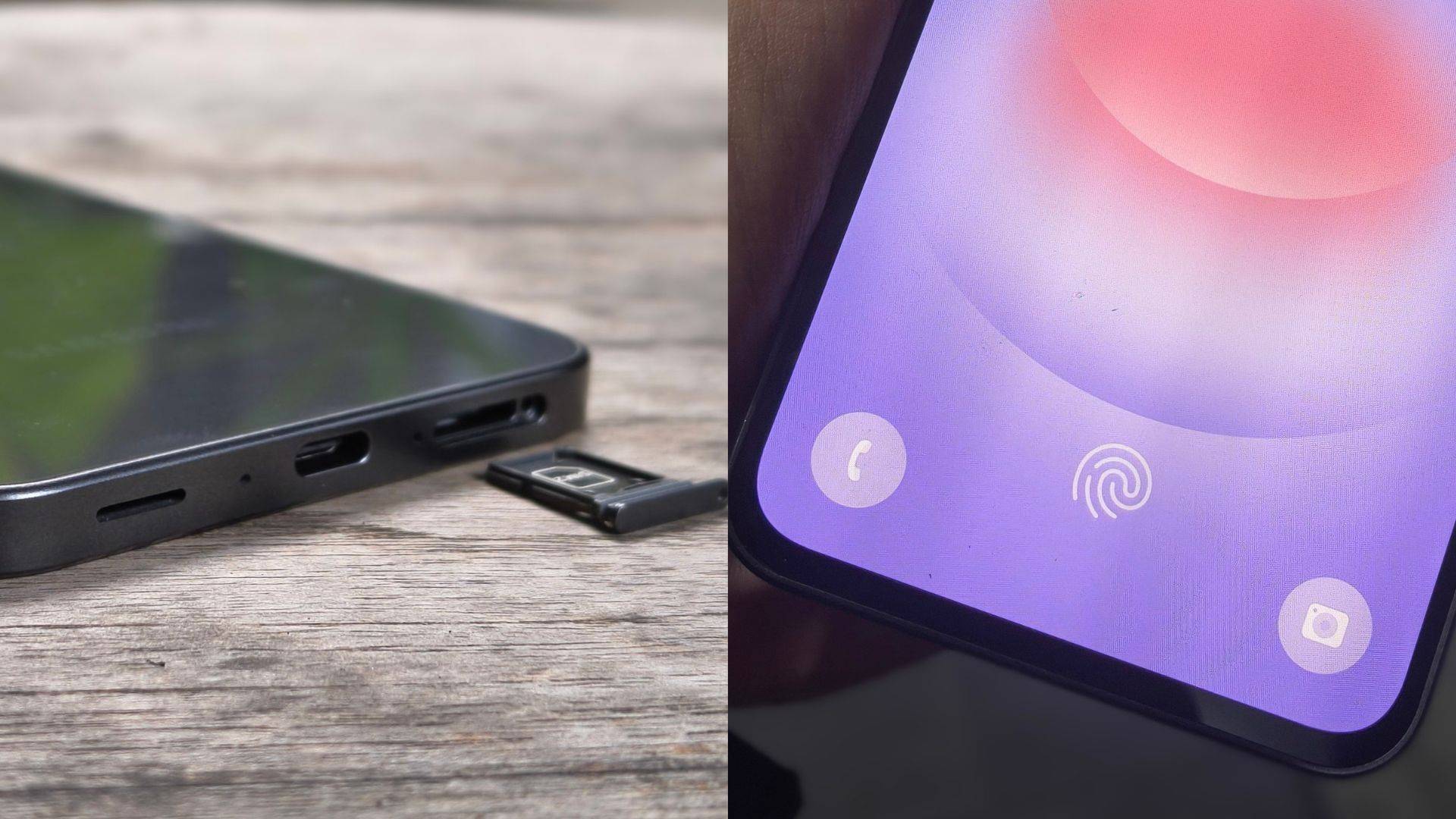Laci kartu SIM dan sensor sidik jari di layar Samsung Galaxy A37.
