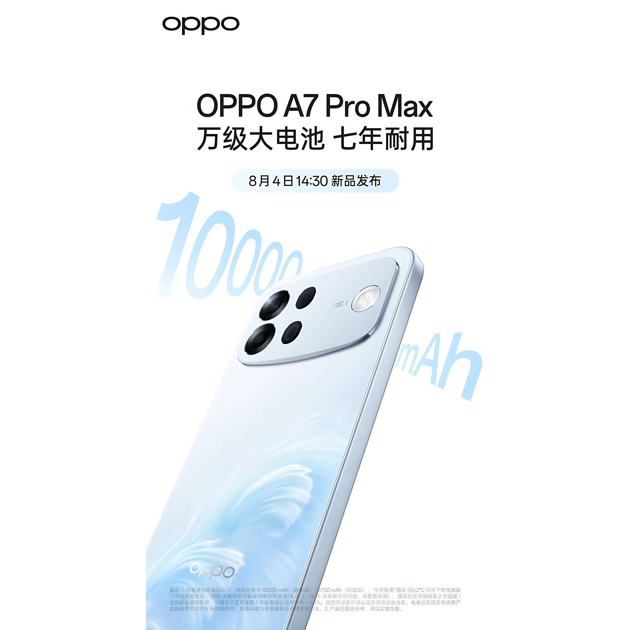 Oppo A7 Pro Max dijadwalkan meluncur di China pada 4 Agustus 2026.