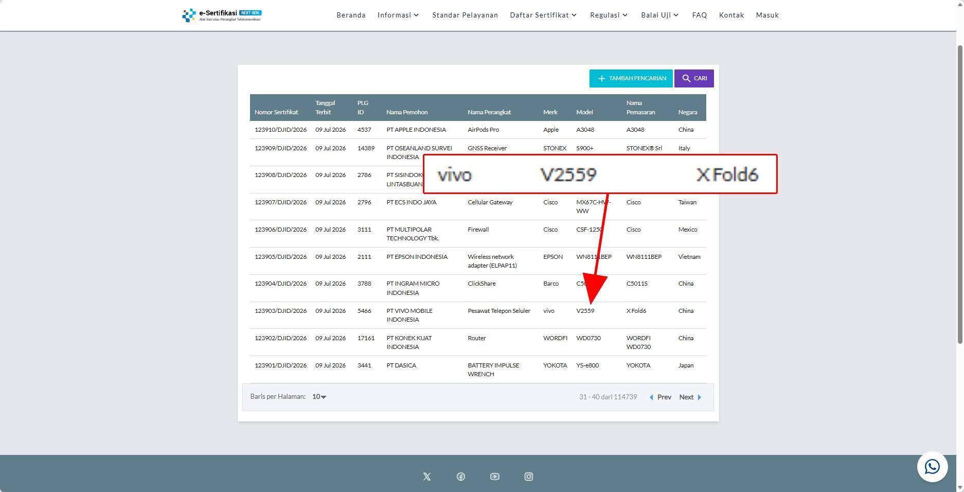 Vivo X Fold 6 diprediksi akan rilis di Indonesia, sudah muncul di laman Postel Kemkomdigi.